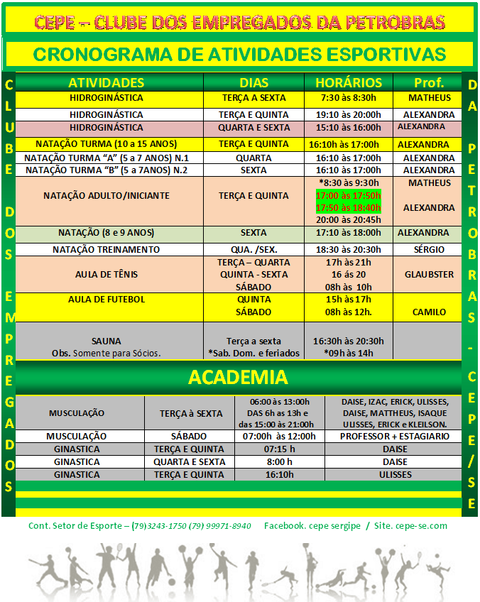 cronograma esportivo